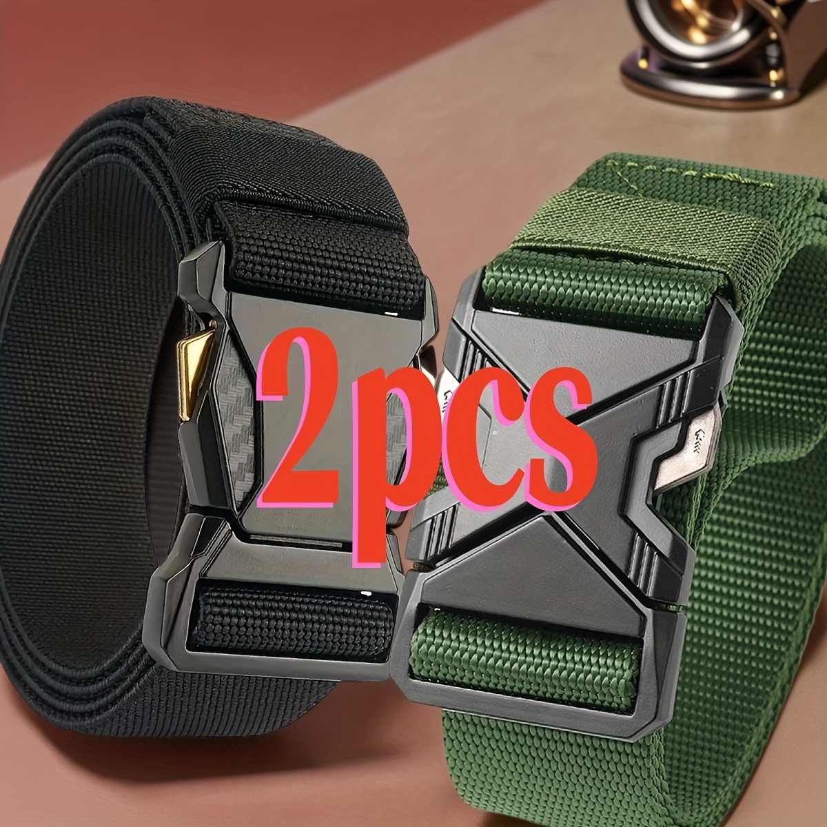 2pcs Tactical Belts Quick Release Buckle Durable PP Material Adjustable Textured